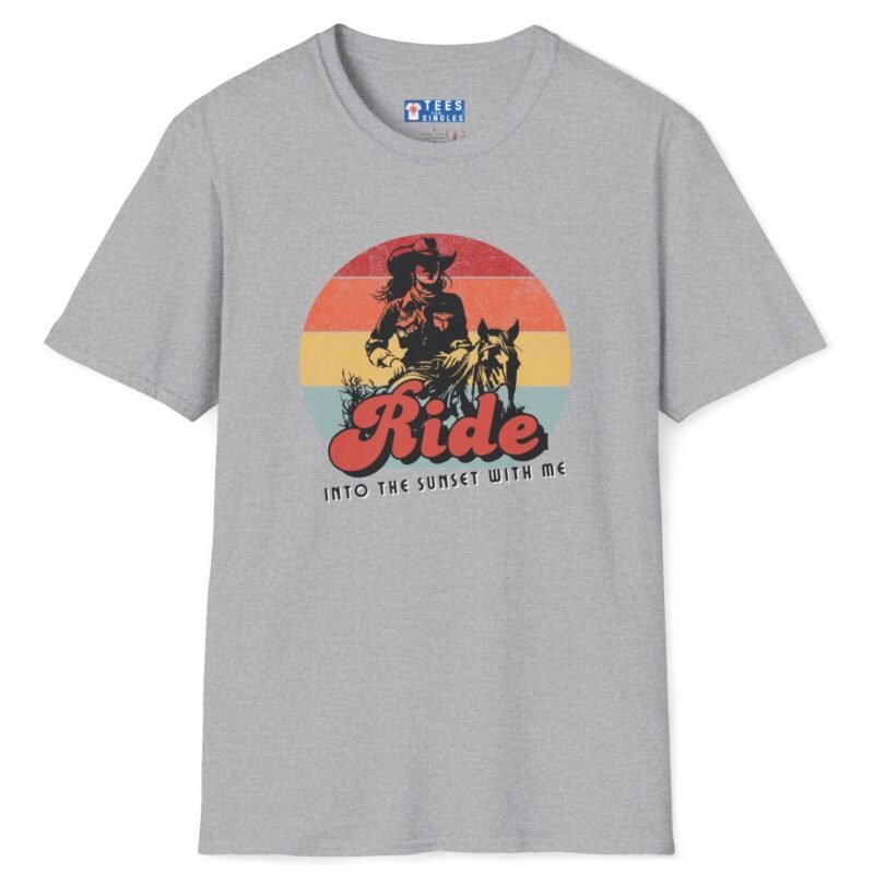 Ride Into the Sunset With Me! Premium Tee – Flirty Invite Cowboy Charm 🤠🌅 Sport Grey by Tees For Singles