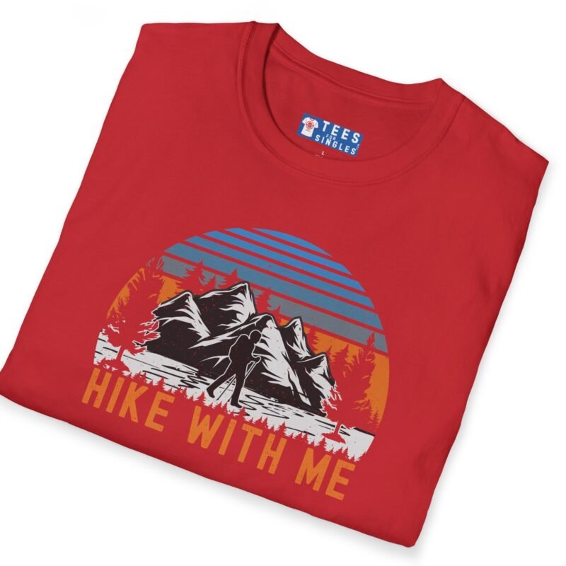 Hike With Me Retro Mountain Premium Tee 🏔️ by Tees For Singles