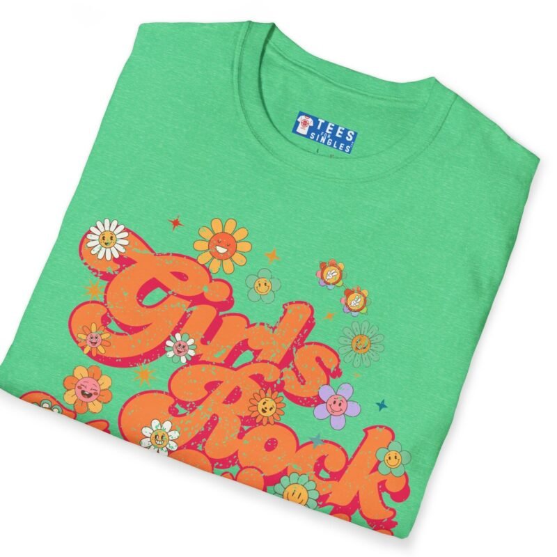 Girls Rock My World 🌸 Retro Flower Power Flirty Tee by Tees For Singles