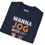 Wanna Jog With Me? Cute Dog Cat Graphics Vintage Style Tee 🐶🐱🏃‍♂️ by Tees For Singles