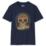 8870595484272062232_2048_custom.jpeg True Love Tee – Día De Los Muertos Inspired Skull Art 💀🌹 Navy by Tees For Singles