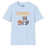 Seeking Fun Companion for Camping Tee ⛺🔥🐾- Vintage Look Cute Raccoon T-Shirt Light Blue by Tees For Singles