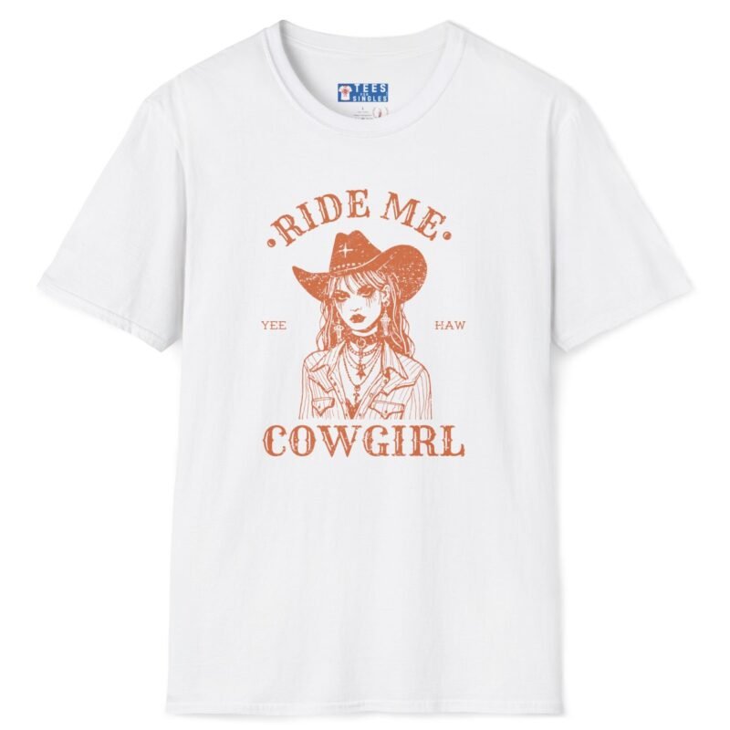 Ride Me, Cowgirl Goth Grunge Design Tee 🤠🔥 White by Tees For Singles