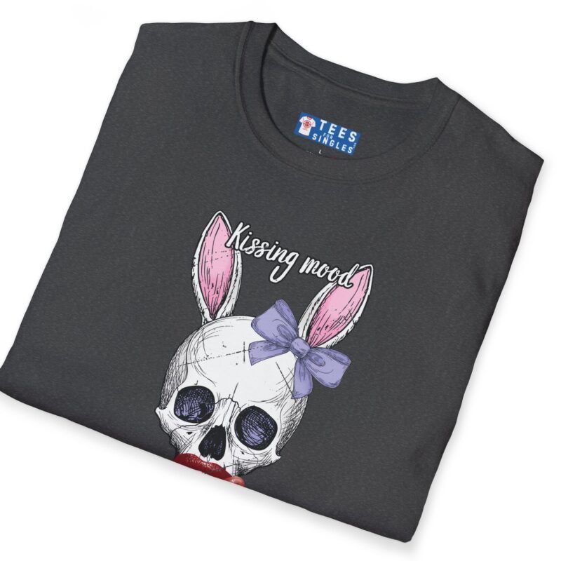 Kissing Mood Skull-Bunny Graphic Tee 💋 🫦💀🐰🐇- Distressed Look by Tees For Singles