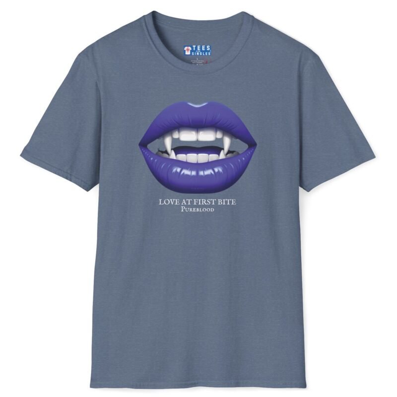 Love At First Bite Pureblood Vampire Lips Statement Tee🧛‍♀️🩸- For Those In The Know Heather Indigo by Tees For Singles