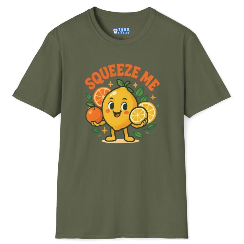 Squeeze Me Premium Tee 🍋🔥 – Cute Funny Orange Graphic T-Shirt Military Green by Tees For Singles