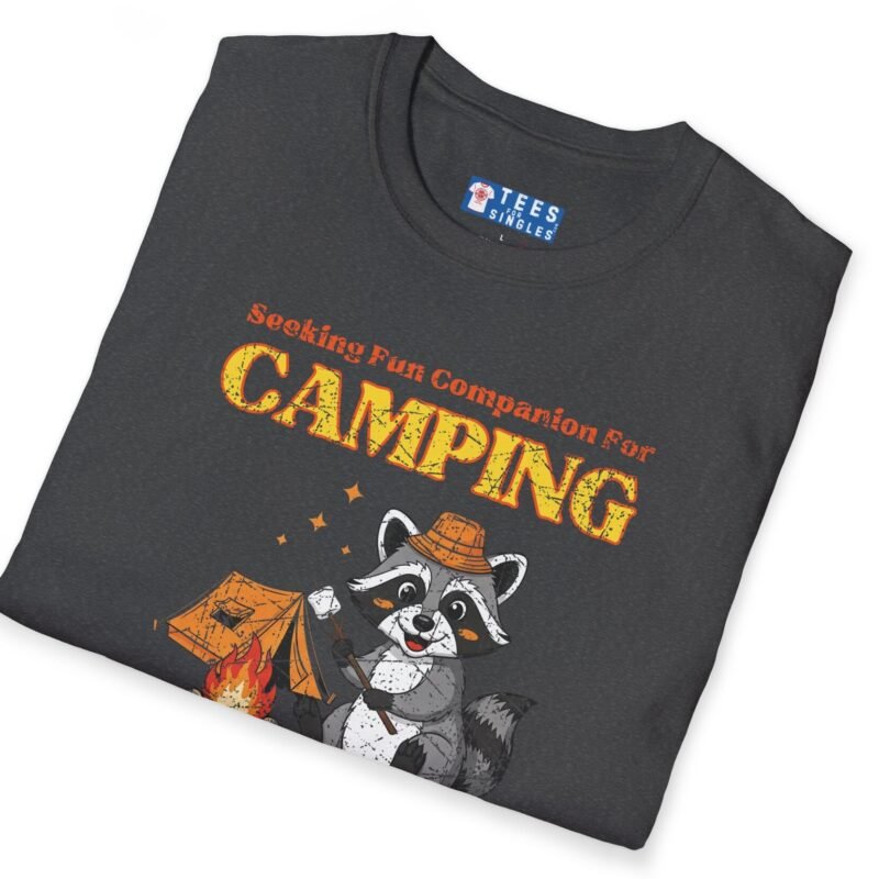 Seeking Fun Companion for Camping Tee ⛺🔥🐾- Vintage Look Cute Raccoon T-Shirt by Tees For Singles