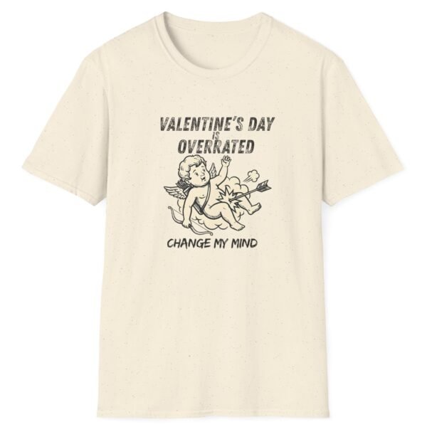 Valentine’s Day Overrated T-Shirt – ‘Change My Mind’ Cupid Graphic Tee 💘😏 Natural by Tees For Singles