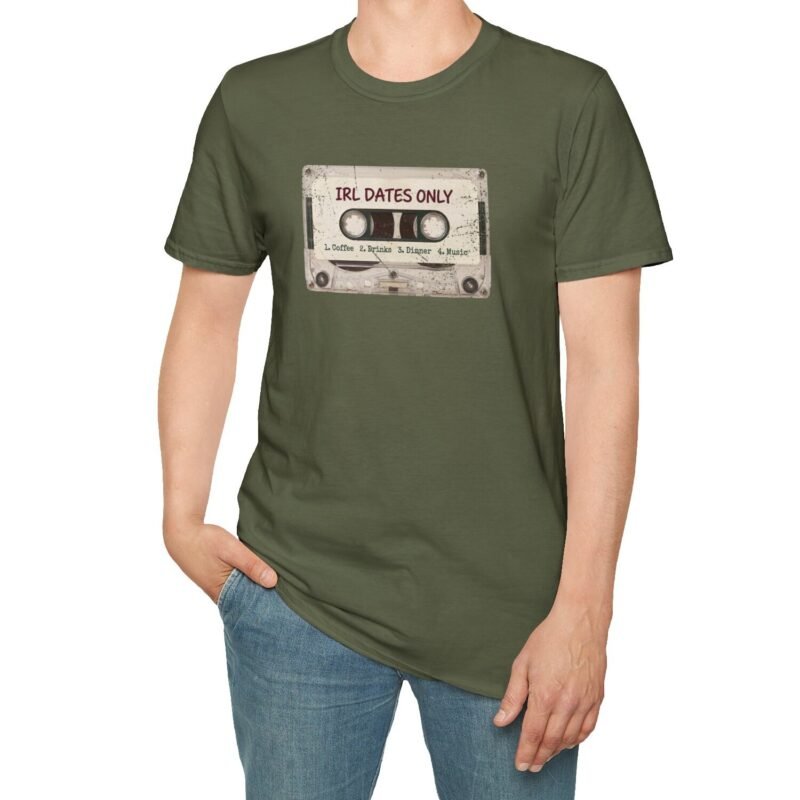 IRL DATES ONLY Cassette Tee Retro Look 📼 ☕ 1 Coffee 2 Drinks 3 Dinner 4 Music by Tees For Singles - Reaction Fashion
