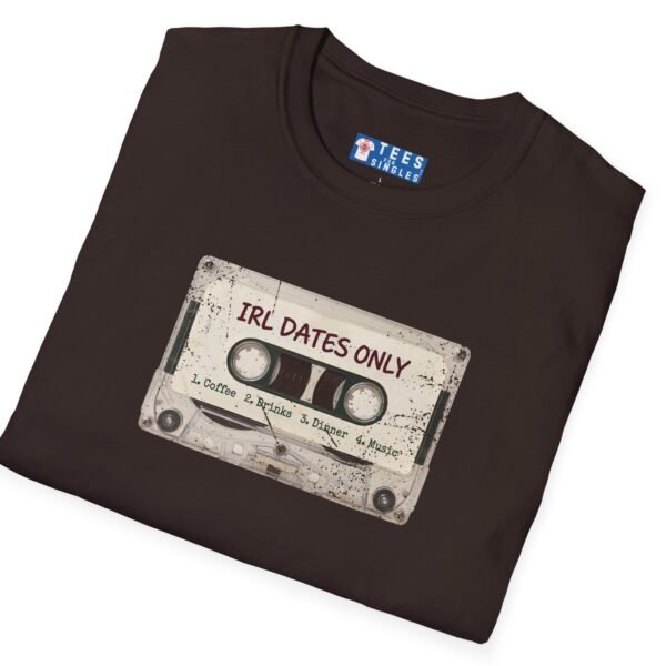 IRL DATES ONLY Cassette Tee Retro Look 📼 ☕ 1 Coffee 2 Drinks 3 Dinner 4 Music Dark Chocolate by Tees For Singles - Reaction Fashion