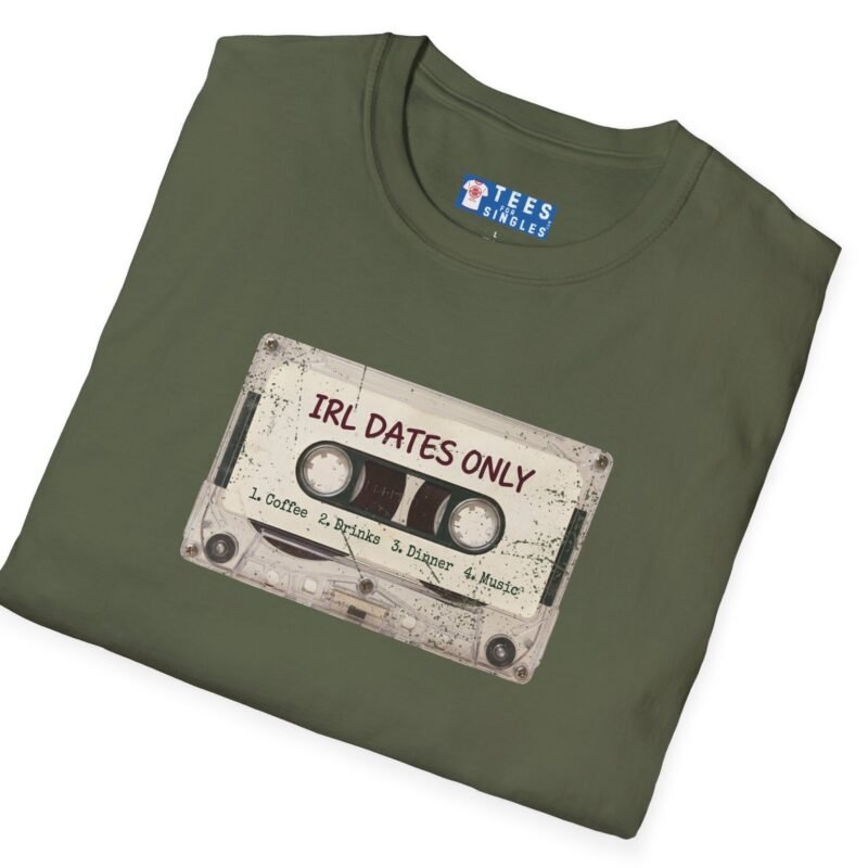 IRL DATES ONLY Cassette Tee Retro Look 📼 ☕ 1 Coffee 2 Drinks 3 Dinner 4 Music by Tees For Singles - Reaction Fashion