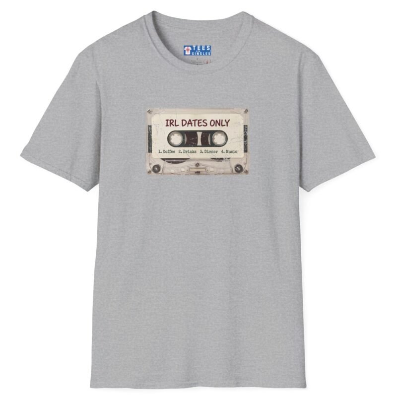IRL DATES ONLY Cassette Tee Retro Look 📼 ☕ 1 Coffee 2 Drinks 3 Dinner 4 Music Sport Grey by Tees For Singles - Reaction Fashion
