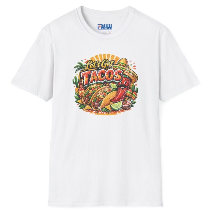 Let's Get Tacos 🌮🔥 Retro Mexican Food Taco Tee White by Tees For Singles - Reaction Fashion