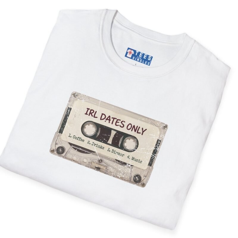 IRL DATES ONLY Cassette Tee Retro Look 📼 ☕ 1 Coffee 2 Drinks 3 Dinner 4 Music by Tees For Singles - Reaction Fashion