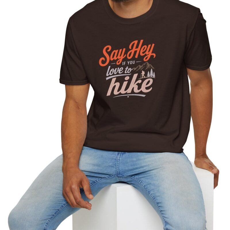 Say Hey if You Love To Hike T-Shirt. Retro Hiking Graphic Tee To Find Outdoor Lovers Lovers ⛰️👋 by Tees For Singles - Reaction Fashion