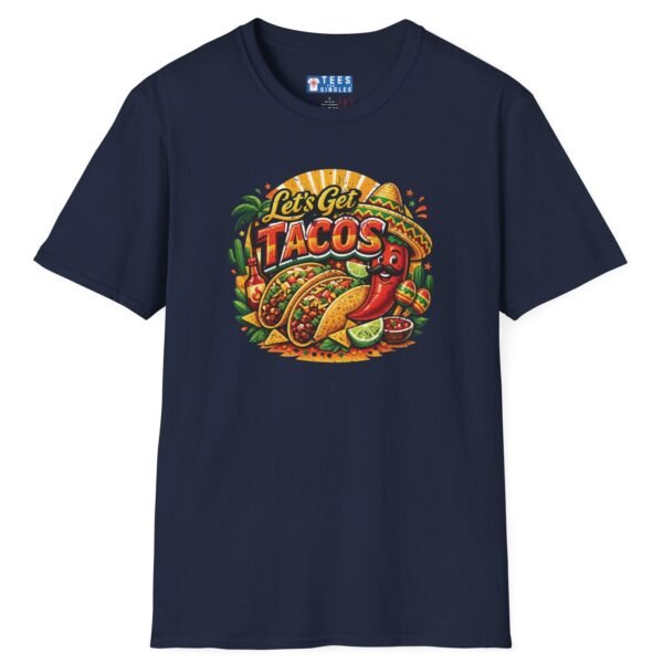 Let's Get Tacos 🌮🔥 Retro Mexican Food Taco Tee Navy by Tees For Singles - Reaction Fashion