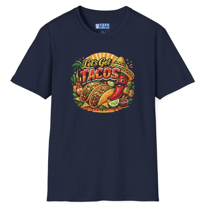 9519932315209482236_2048.jpeg Let's Get Tacos ๐ฎ๐ฅ Retro Mexican Food Taco Tee Navy by Tees For Singles - Reaction Fashion