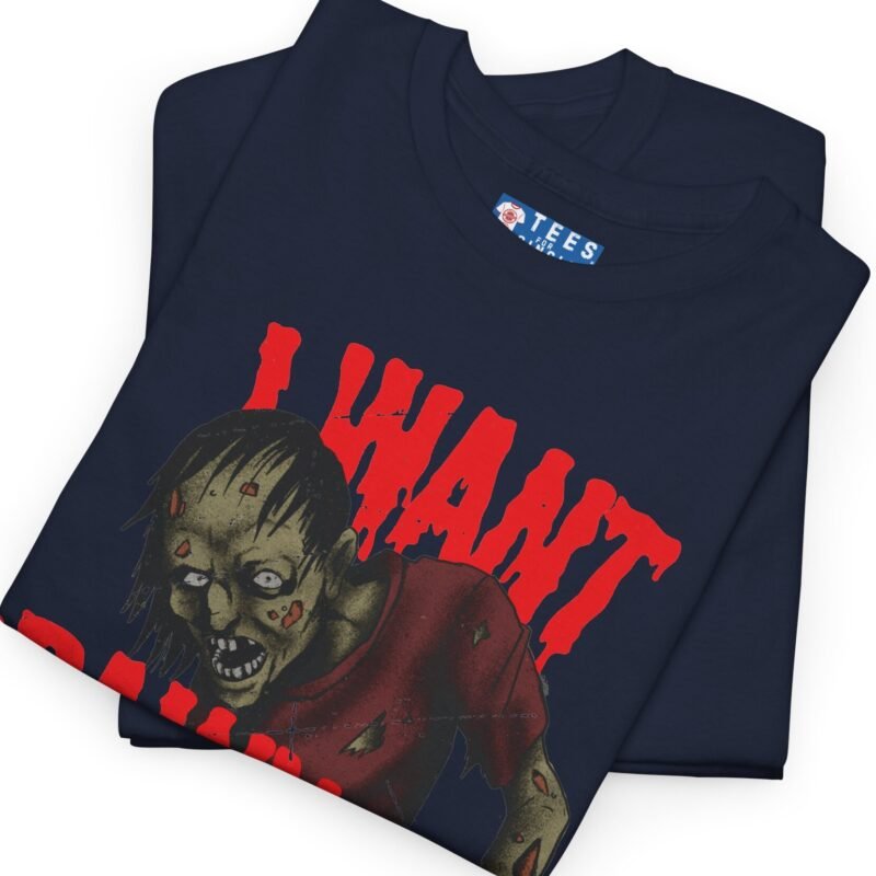 "I Want Brainy Girls Graphic T-Shirt" - “Big Brain Cravings Never Die” Retro Zombie Graphic Tee by Tees For Singles - Reaction Fashion