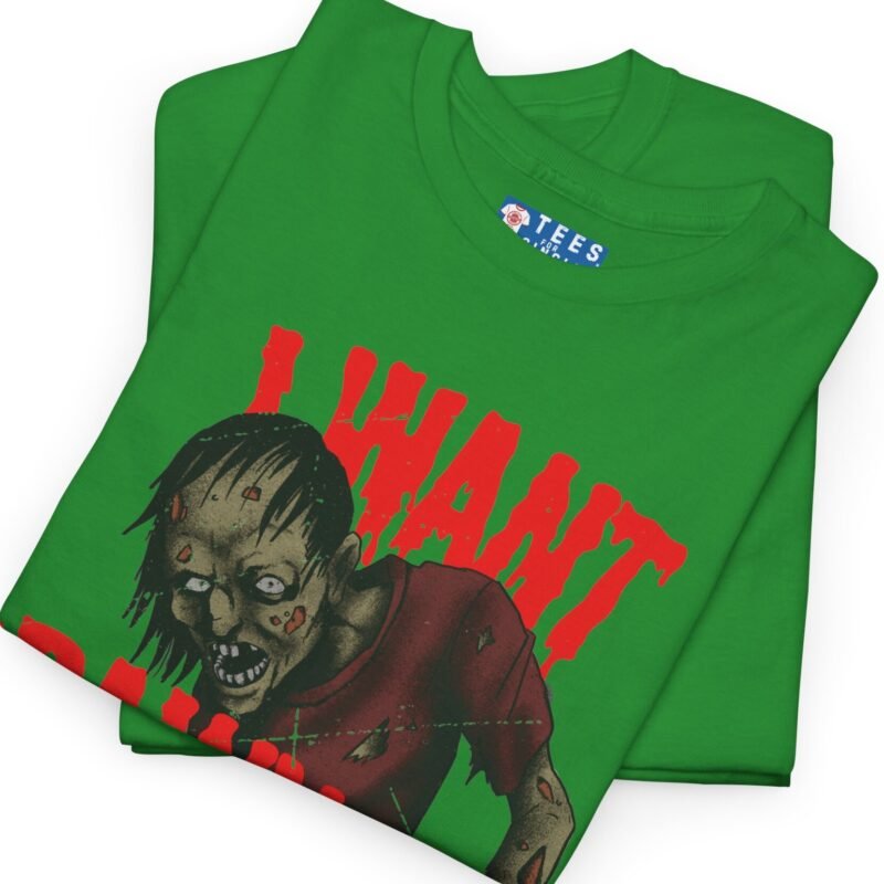 "I Want Brainy Girls Graphic T-Shirt" - “Big Brain Cravings Never Die” Retro Zombie Graphic Tee by Tees For Singles - Reaction Fashion