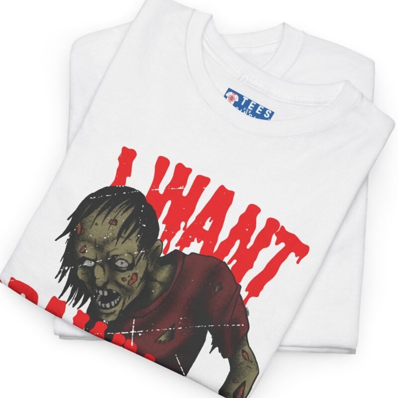 "I Want Brainy Girls Graphic T-Shirt" - “Big Brain Cravings Never Die” Retro Zombie Graphic Tee by Tees For Singles - Reaction Fashion