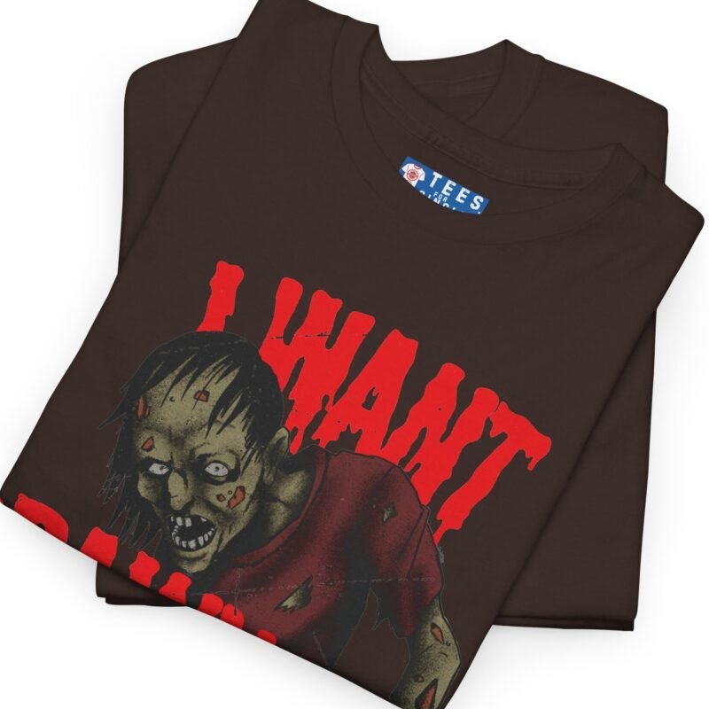 "I Want Brainy Girls Graphic T-Shirt" - “Big Brain Cravings Never Die” Retro Zombie Graphic Tee by Tees For Singles - Reaction Fashion